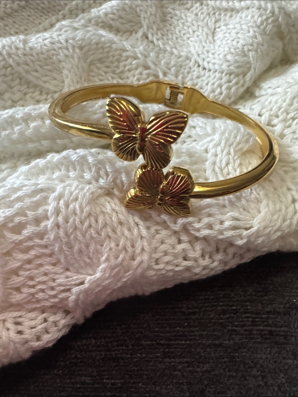 Stainless steel Gold Butterfly Bangle Bracelet - Women Jewelry